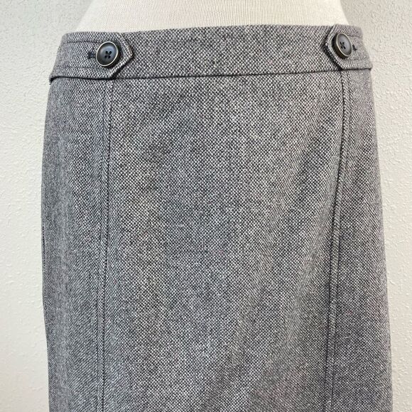 Loft Gray Wool Blend Midi Skirt Size 10 Petite EUC - Picture 2 of 8